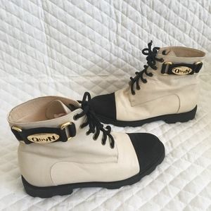 Nouchka Lambskin Lace-Up Booties
